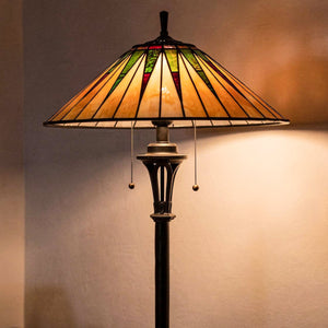Urban Ambiance - Floor Lamp - UQL7121 Tameside Tiffany Floor Lamp with Craftsman Style, 62''H x 20.3''W, Vintage Bronze and Stained Glass - 