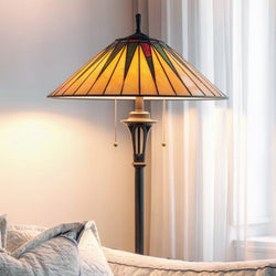 Urban Ambiance - Floor Lamp - UQL7121 Tameside Tiffany Floor Lamp with Craftsman Style, 62''H x 20.3''W, Vintage Bronze and Stained Glass - 