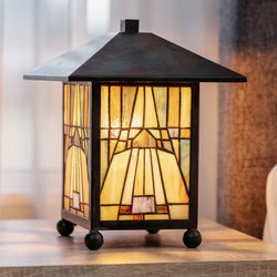 Urban Ambiance - Table Lamp - UQL7141 Allerdale Tiffany Table Lamp with Western Style, 10.75''H x 8.5''W, Valiant Bronze and Stained Glass - 