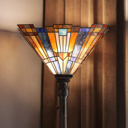 Urban Ambiance - Floor Lamp - UQL7143 Allerdale Tiffany Floor Lamp with Natural Style, 71''H x 16''W, Valiant Bronze and Stained Glass - 