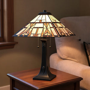 Urban Ambiance - Table Lamp - UQL7240 Craftsman Indoor Table Lamp, 23.00''H x 15.75''W x 15.75''Dep, Matte Black Finish, Prescott Collection - 