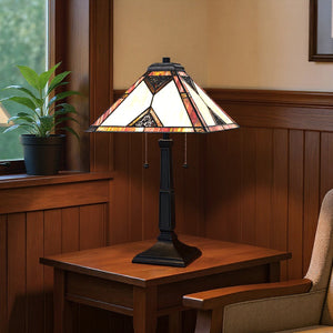 Urban Ambiance - Table Lamp - UQL7260 Craftsman Indoor Table Lamp, 23.50''H x 14.00''W x 14.00''Dep, Matte Black Finish, Streamwood Collection - 