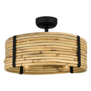 Urban Ambiance - Ceiling Fan - UQL9050 Natural Indoor Ceiling Fan, 9.5''H x 22''W x 22''D, Matte Black Finish, Bendigo Collection - 
