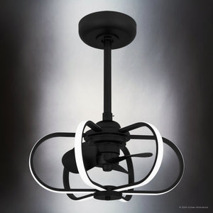 Urban Ambiance - Ceiling Fan - UQL9060 Modern Indoor Ceiling Fan, 16.25''H x 19.75''W x 19.75''D, Matte Black Finish, Bendigo Collection - 