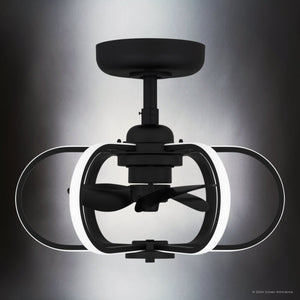 Urban Ambiance - Ceiling Fan - UQL9060 Modern Indoor Ceiling Fan, 16.25''H x 19.75''W x 19.75''D, Matte Black Finish, Bendigo Collection - 