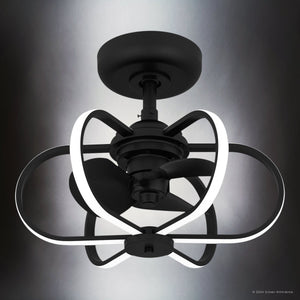 Urban Ambiance - Ceiling Fan - UQL9060 Modern Indoor Ceiling Fan, 16.25''H x 19.75''W x 19.75''D, Matte Black Finish, Bendigo Collection - 