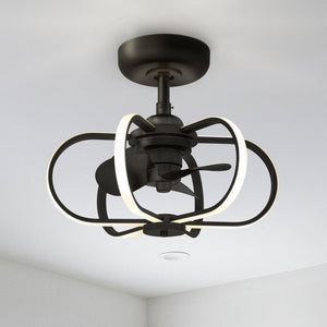 Urban Ambiance - Ceiling Fan - UQL9060 Modern Indoor Ceiling Fan, 16.25''H x 19.75''W x 19.75''D, Matte Black Finish, Bendigo Collection - 