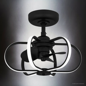 Urban Ambiance - Ceiling Fan - UQL9060 Modern Indoor Ceiling Fan, 16.25''H x 19.75''W x 19.75''D, Matte Black Finish, Bendigo Collection - 