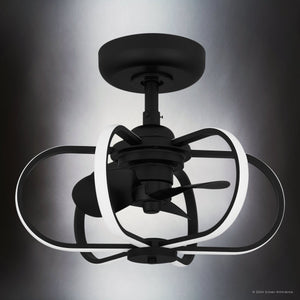 Urban Ambiance - Ceiling Fan - UQL9060 Modern Indoor Ceiling Fan, 16.25''H x 19.75''W x 19.75''D, Matte Black Finish, Bendigo Collection - 