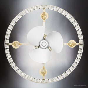 Urban Ambiance - Ceiling Fan - UQL9070 Glam Indoor Ceiling Fan, 10.25''H x 22.50''W x 22.50''D, Polished Nickel Finish, Bendigo Collection - 