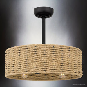 Urban Ambiance - Ceiling Fan - UQL9080 Natural Indoor Ceiling Fan, 9.25''H x 22.00''W x 22.00''D, Matte Black Finish, Bendigo Collection - 