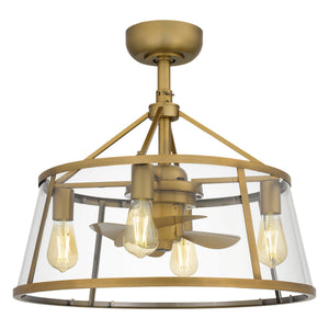 Urban Ambiance - Ceiling Fan - UQL9090 Traditional Indoor Ceiling Fan, 15.75''H x 22.00''W x 22.00''D, Weathered Brass Finish, Guildford Collection - 