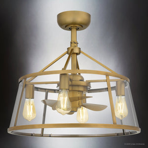 Urban Ambiance - Ceiling Fan - UQL9090 Traditional Indoor Ceiling Fan, 15.75''H x 22.00''W x 22.00''D, Weathered Brass Finish, Guildford Collection - 