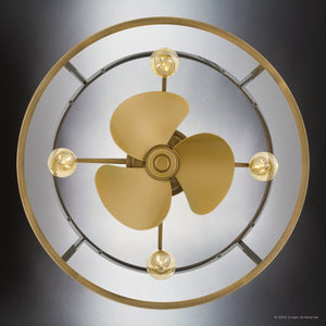 Urban Ambiance - Ceiling Fan - UQL9090 Traditional Indoor Ceiling Fan, 15.75''H x 22.00''W x 22.00''D, Weathered Brass Finish, Guildford Collection - 