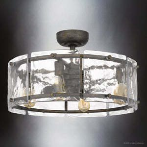 Urban Ambiance - Ceiling Fan - UQL9110 Tuscan Indoor Ceiling Fan, 9.75''H x 24.25''W x 24.25''D, Mottled Silver Finish, Nantes Collection - 