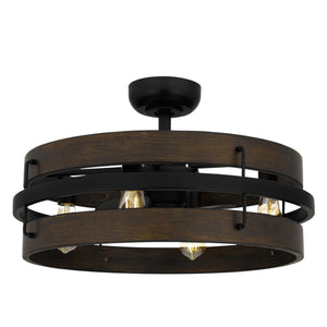 Urban Ambiance - Ceiling Fan - UQL9120 Modern Rustic Indoor Ceiling Fan, 10.25''H x 23.75''W x 23.75''D, Matte Black Finish, Bendigo Collection - 
