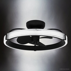 Urban Ambiance - Ceiling Fan - UQL9160 Contemporary Indoor Ceiling Fan, 8.75''H x 23.75''W x 23.75''Dep, Matte Black Finish, Moers Collection - 
