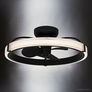 Urban Ambiance - Ceiling Fan - UQL9160 Contemporary Indoor Ceiling Fan, 8.75''H x 23.75''W x 23.75''Dep, Matte Black Finish, Moers Collection - 