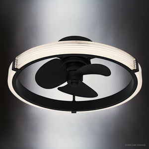 Urban Ambiance - Ceiling Fan - UQL9160 Contemporary Indoor Ceiling Fan, 8.75''H x 23.75''W x 23.75''Dep, Matte Black Finish, Moers Collection - 