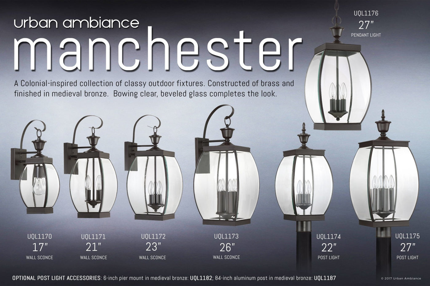 UQL1176 Colonial Outdoor Pendant Light, 20.5