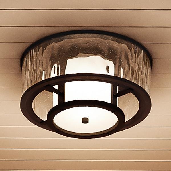UHP1014 Nautical Outdoor Ceiling Fixture, 7.375"H x 15"W, Olde Bronze Finish, Canberra Collection