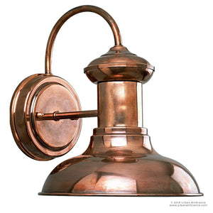 A luxury Urban Ambiance UHP1020 Industrial Chic Outdoor Wall Light with a unique Solid Copper Finish, Palermo Collection.
