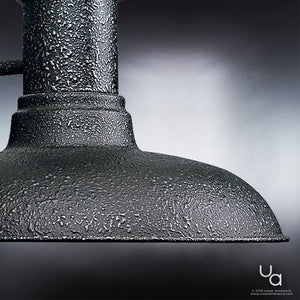 A close up image of an Urban Ambiance UHP1024 Industrial Chic Outdoor Wall Light, featuring a luxurious Olde Iron finish.
