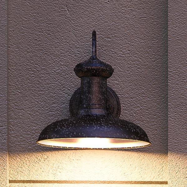 UHP1024 Luxe Industrial Chic Outdoor Wall Light, 10.75"H x 10"W, Olde Iron Finish, Palermo Collection
