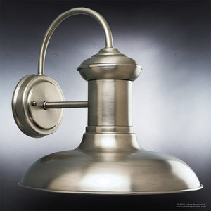 An Urban Ambiance UHP1030 Industrial Chic Outdoor Wall Light with a unique Palermo Collection metal shade.