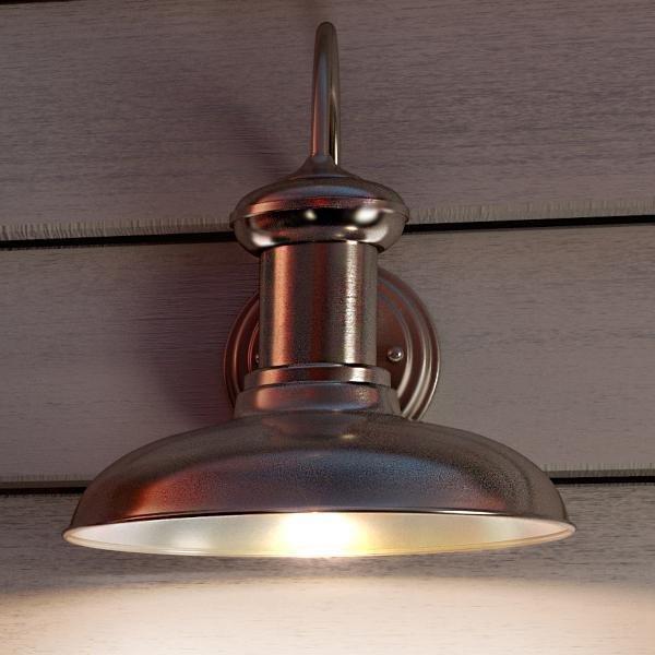 UHP1030 Industrial Chic Chic Outdoor Wall Light, 12.375"H x 12"W, Aged Nickel Finish, Palermo Collection
