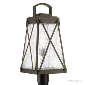 A luxurious English Tudor outdoor post/pier light with a clear glass shade by Urban Ambiance.