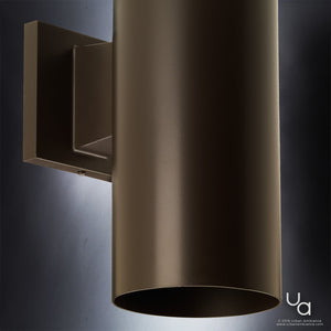 A beautiful outdoor wall lamp with a luxury Olde Bronze finish from the Hollywood Collection by Urban Ambiance, showcased against a dark background.