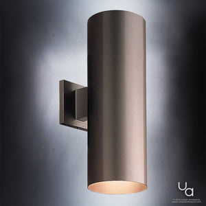 A unique UHP1064 Contemporary Outdoor Wall Light with a dark background by Urban Ambiance.