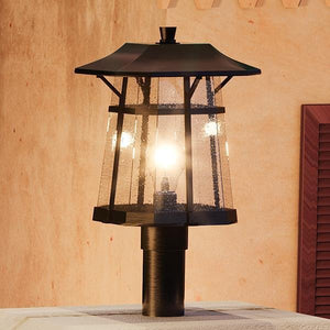 A beautiful UHP1073 Rustic Outdoor Post/Pier Light, 13.375"H x 8.5"W, Coffee Bronze Finish, Gold Coast Collection from Urban Ambiance,