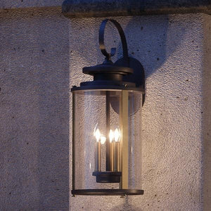 A UHP1121 Rustic Outdoor Wall Light, 22.75"H x 9.875"W, Olde Bronze Finish, Plymouth Collection from Urban Ambiance with two unique lights.