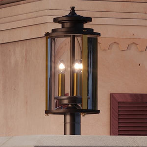 A beautiful UHP1122 Rustic Outdoor Post/Pier Light, 22.63"H x 9.88"W, Olde Bronze Finish, Plymouth Collection by Urban Ambiance lighting