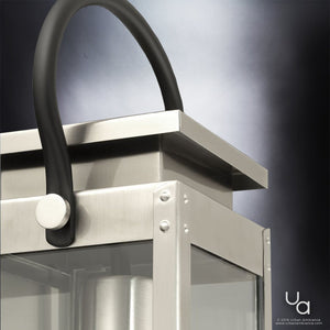 A close up of the unique Urban Ambiance UHP1130 Modern Farmhouse Outdoor Wall Light, 15-7/8