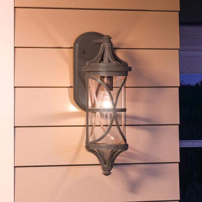 UHP1187 Rustic Outdoor Wall Light, 21-3/8" x 7-1/2", Aged Pewter Finish, Brussels Collection