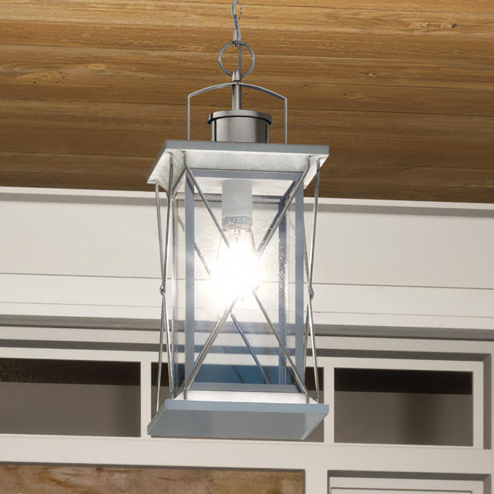 UHP1221 Colonial Outdoor Pendant Light, 21"H x 9"W, Stainless Steel Finish, Longmont Collection