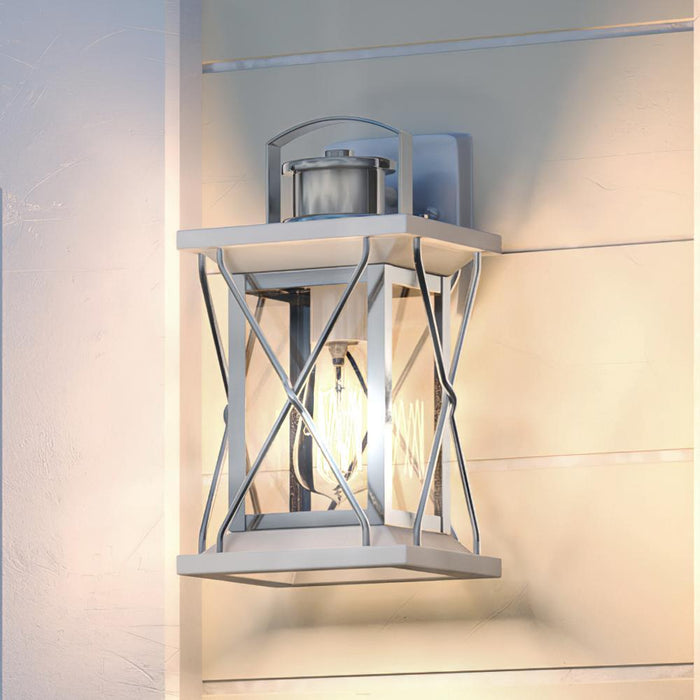 UHP1222 Colonial Outdoor Wall Light, 13"H x 6.5"W, Stainless Steel Finish, Longmont Collection