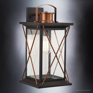 A unique UHP1234 Colonial Outdoor Wall Light with a copper finish from the Urban Ambiance Longmont Collection.