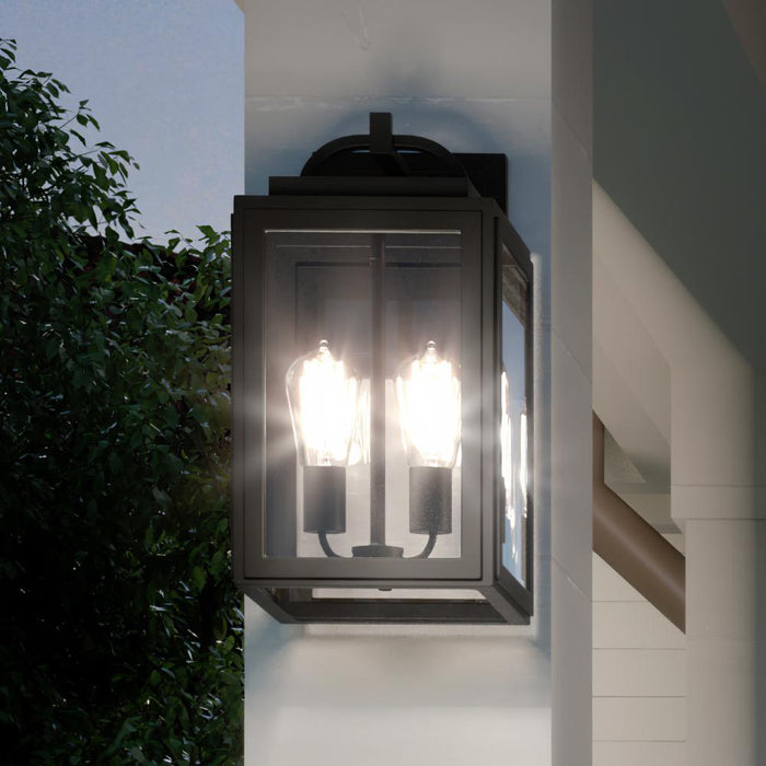 UHP1244 Modern Outdoor Wall Light, 17"H x 9"W, Midnight Black Finish, Macon Collection