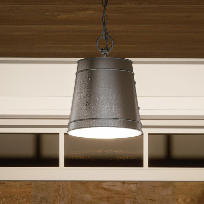 UHP1250 Farmhouse Outdoor Pendant Light, 11.125"H x 9.25"W, Galvanized Steel Finish, Newton Collection