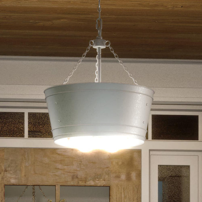 UHP1251 Farmhouse Outdoor Chandelier, 18.875"H x 17.75"W, Galvanized Steel Finish, Newton Collection