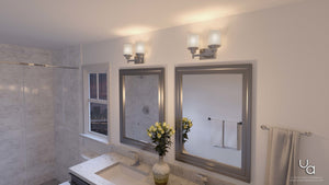 A luxury lighting fixture from the Cupertino Collection featuring a beautiful Urban Ambiance UHP2010 Contemporary Bathroom Vanity Light.