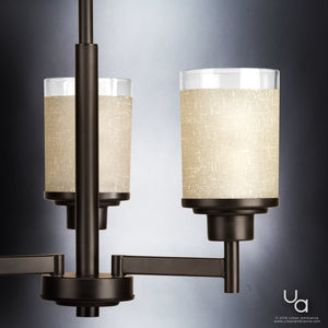 A luxurious UHP2016 Contemporary Chandelier with two unique glass shades and a gorgeous black background.