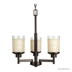 An Urban Ambiance UHP2016 Contemporary Chandelier, a luxury lighting fixture with frosted glass shades.