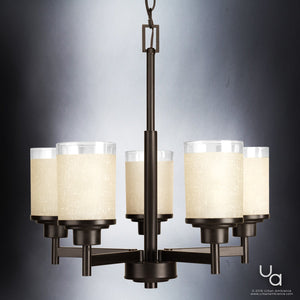 A luxurious UHP2018 Contemporary Chandelier with gorgeous beige shades.