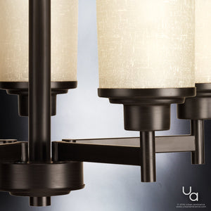 A UHP2018 Contemporary Chandelier with a beautiful white shade by Urban Ambiance.