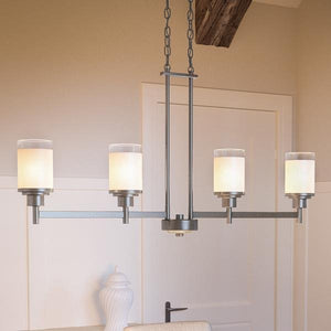 A unique UHP2019 Contemporary lighting fixture in a dining room.